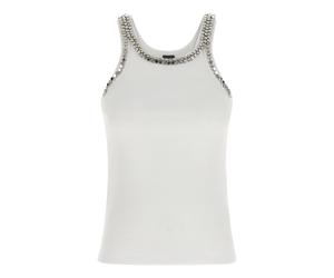 Pinko - Coriandoli Tank Top - Femme - Tops - Blanc - Taille: 40 FR