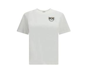 Pinko - Cotton Crew Neck T-Shirt - Femme - Tops - Blanc - Taille: 40 FR
