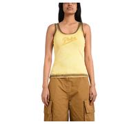 Pinko - Débardeur côtelé en coton - Femme - Tops - Jaune - Taille: 44 FR