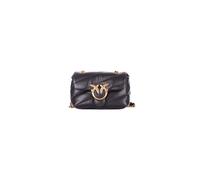 Pinko – Sac à bandoulière Love Baby – Cuir lisse noir, bride à bouton et chaîne