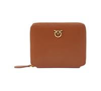 Pinko, Femme, Accessoires, Brun, Taille: ONE Size Portefeuille carré en cuir avec fermeture éclair Love Birds