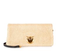 Pinko Pochette à bandoulière Click Soft, raphia et cuir, naturel/noir, 27,5 x 13 x 2 cm, style élégant