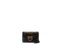 Pinko – Sac à bandoulière Love Baby – Cuir lisse noir, bride à bouton et chaîne