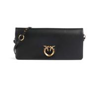 Pinko Sac à Bandoulière en Cuir Noir avec Fermeture à Rabat Bandoulière Réglable et Amovible, Galvanica Or Antique 27,5 x 13 x 2 cm