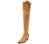 Pinko Femme Strauss Texano Cuissard Suede Botte de Western, L15 Marron Tabac, 38 EU