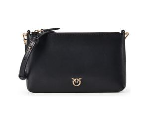 PINKO Flat Horizontal Mini Sac pochette Cuir véritable 19.5 cm noir