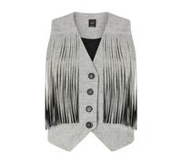 Pinko - Gilet à franges col en V - Femme - Vestes - Noir - Taille: 40 FR
