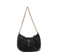 Pinko - Half moon mini c pelle + paill - Femme - Sacs - Noir - Taille: ONE Size