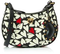 Pinko Half Moon Mini FL Nylon St Cœurs, Sac Femme, Zf6q_Noir/Blanc/Rouge/Or Antique