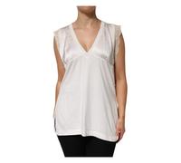 Pinko - Haut Blanc Sans Manches avec Dentelle et Col en V - Femme - Tops - Blanc - Taille: 40 FR