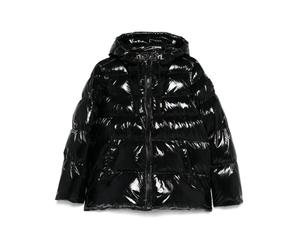 Pinko - Hooded Crystal Nylon Down Jacket - Femme - Vestes - Noir - Taille: 44 FR