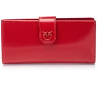 Pinko Horizontal Wallet Cuir brossé Brillant, Accessoire de Voyage-Portefeuille Femme, R30b_Rosso Block Color, 28