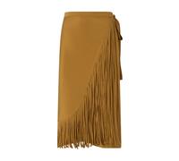 Pinko - Jupe portefeuille mi-longue à franges - Femme - Jupes - Brun - Taille: 36 FR