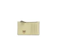 Pinko Ligne Airone Porte-cartes de crédit Jaune Vanille, 100 % cuir, 13 x 8 x 0,3 cm, avec fermeture éclair centrale, 5 compartiments porte-cartes
