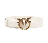 Pinko Love Berry H3 Belt Veau Ceinture, Z14q_Blanc Soie Antique Or, S Femme