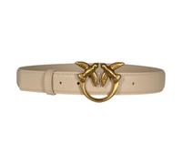 Pinko Ceinture Love Berry en cuir 90 cm Beige