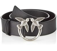 Pinko Love Birds Ceinture en Cuir, Z99o_Noir-Old Silver, M Femmes