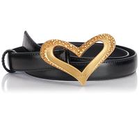 Pinko Love Heart H2 Belt Cuir Vintage Ceinture, Z99m_Noir Limousine-Chocolate Gold, L Femme