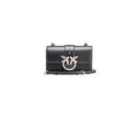 Pinko Love One Mini Sac en Cuir Noir 21 x 15 x 7 cm avec Bandoulière Réglable et Détail Oiseaux Argentés
