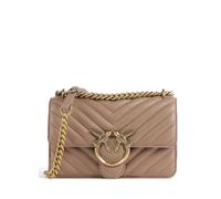 PINKO Sac à épaule bandoulière taupe pour femme - Love One Mini DC Sheep Nappa Chevron S Ginger Biscuit - Antique Gold 302426