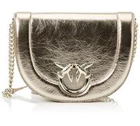 Pinko Love Round Click Classic Nappa Crinckle Laminé, Sac Femme, Zzfb_Argent-Block Color