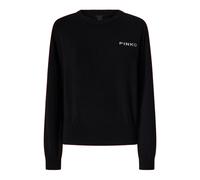 Pinko - Martinica maglia blend logo - Femme - Pulls - Noir - Taille: 42 FR