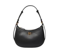 Pinko Half Moon Mini FL en Soie de Veau, Sac Femme, Z99q_Noir/Or Antique