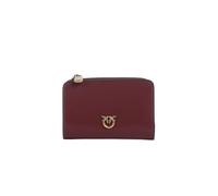 Pinko Mini portefeuille en cuir, couleur groseille intense, avec fermeture éclair et bouton, 12 x 8 x 2,5 cm, 4 emplacements pour cartes