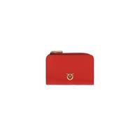Pinko Mini portefeuille en cuir rouge Rio avec fermeture éclair 12 x 8 cm | 100 % cuir, 4 emplacements pour cartes, fermeture avec bouton, compartiment porte-monnaie, logo doré