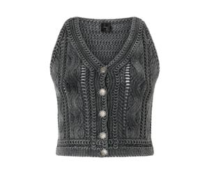 Pinko - Myrtus Top Fettuccia Ricamata - Femme - Pulls - Gris - Taille: 40 FR