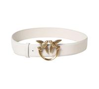 Pinko - Oiseaux d'Amour Boucle de Ceinture en Cuir - Femme - Accessoires - Blanc - Taille: S
