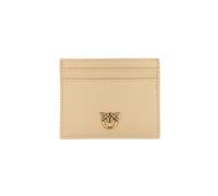 Pinko Porte-cartes de crédit en cuir, beige avec logo décoratif, 10 x 8 cm