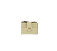 Pinko Portefeuille multi-usages en cuir jaune vanille, 9,5 x 9 x 3 cm, avec 6 compartiments porte-cartes, porte-monnaie extérieur, fermeture par bouton