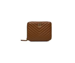 Pinko Portefeuille Taylor en Cuir, Marron, 12,3 x 10 x 2,3 cm, avec Fermeture éclair et Plusieurs Compartiments