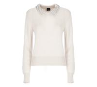 Pinko - Pull avec col et strass - Femme - Pulls - Beige - Taille: 40 FR