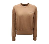 Pinko - Pull Logo Laine Cachemire Col Rond - Femme - Pulls - Brun - Taille: 38 FR