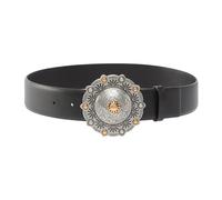 Pinko - Round Buckle Leather Belt - Femme - Accessoires - Noir - Taille: M