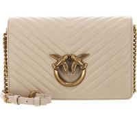 PINKO Sac à bandoulière en cuir Love Click Classic Sheep Nappa Chevron Beige - Grigio - Antique Gold