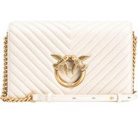 PINKO Sac à bandoulière en cuir Love Click Classic Sheep Nappa Chevron White - Antique Gold crème