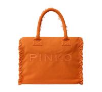 Pinko - Sac Shopper en Coton avec Logo - Femme - Sacs - Orange - Taille: ONE Size