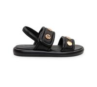 Pinko - Sandales Plates en Cuir - Femme - Chaussures - Noir - Taille: 36 EU