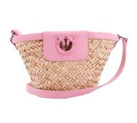 Pinko Seau Classic Raphia + VIT.Pompon, Sac Femme, Cp1b_Naturel/Rosa-Block Color