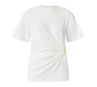 Pinko - T-shirt avec drapé et détail doré - Femme - Tops - Blanc - Taille: 42 FR