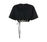 Pinko - Tie Cropped T-shirt - Femme - Tops - Noir - Taille: 36 FR