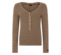 Pinko - Tricot à manches longues rayé - Femme - Pulls - Beige - Taille: 36 FR