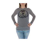 Pinko - Tricot Rayé Bleu à Encolure Ronde - Femme - Tops - Bleu - Taille: 38 FR