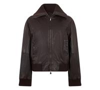 Pinko - Veste en cuir avec empiècements en maille - Femme - Vestes - Brun - Taille: 40 FR