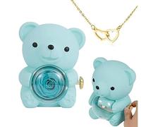 pinkpinkluo Boîte cadeau, boîte à bijoux Flip Bear, pétales de rose éternels, cadeau d'ours de rose préservé, L, Bronze, Zircone cubique