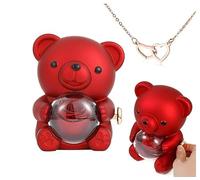 pinkpinkluo Boîte cadeau, boîte à bijoux Flip Bear, pétales de rose éternels, cadeau d'ours de rose préservé, L, Bronze, Zircone cubique