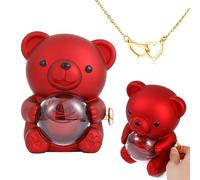 pinkpinkluo Boîte cadeau, boîte à bijoux Flip Bear, pétales de rose éternels, cadeau d'ours de rose préservé, L, Bronze, Zircone cubique